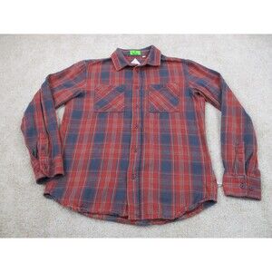 Altamont Shirt Mens Large Red Blue Binary Flannel Plaid Cotton Button Up Casual